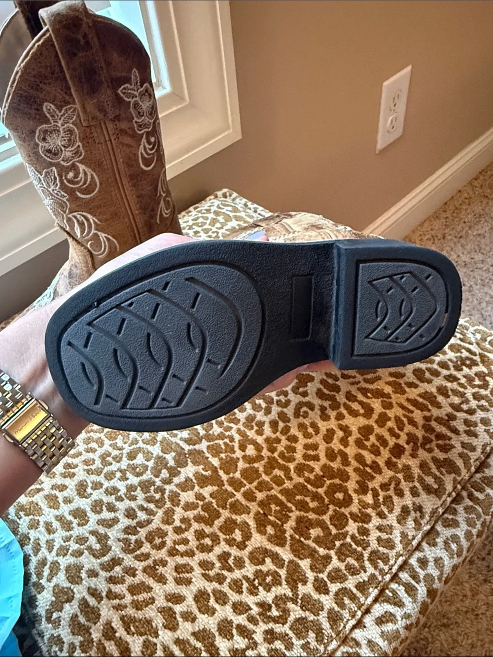 Kids Brown Embroidered Western Boots